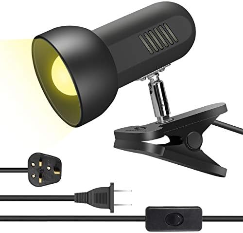 Sun-Rising Rong&LAN Clip lamp,360° Rotation Clip on Lamp Portable Book Reading Light,Clamp on Desk/Table/Bunk Bed/Cupboard Home Lighting, (Desk lamp,Two Colors for Your Choice) Black
