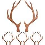 LUOZZY 4 Pair Plastic Deer Antlers Simulation Animals Horn Brown Reindeer Ear for DIY Crafts Headband Christmas Accessories, 17CM