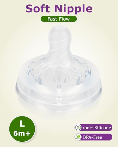 Silicone Bottle Nipples for Philips Avent Natural Baby Bottles,Size 5 Nipple,6m+,Flast Flow, 6 Count - Thumbnail 2