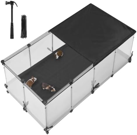 SONGMICS Kleintiergehege, Freilaufgehege mit Abdeckung, Gehege, atmungsaktiv LPC014W101