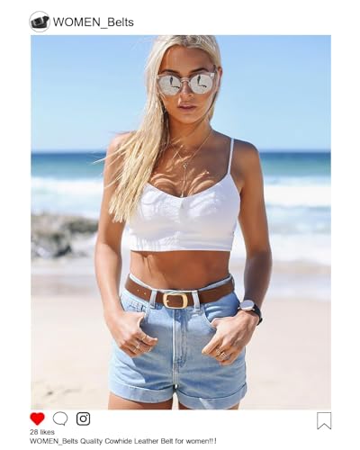 Image of WHIPPY Women Leather Belts for Jeans Pants Fashion Dress Belt for Women with Solid Pin Buckle