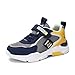 TERBOFIN Boys Slip-on Sports Shoes Fashion Sneakers Soft Breathable Hook and Loop Athletic Running Tennis Shoes for Big Kids Grey Yellow Size 5