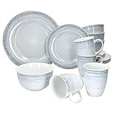 Ritzenhoff & Breker Nordic Kombi-Service 16-tlg Hellblau I Geschirr-Set für 4 Personen I Speise-Teller - Frühstücks-Teller - Müsli-Schalen - Kaffee-Becher I Porzellan-Set spülmaschinengeeignet
