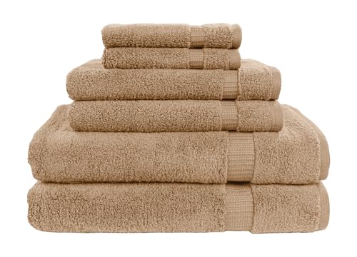 MyPillow My Towel 6 Piece Set - Premium Cotton Soft Absorbent Towels 2 Bath Towels 2 Hand Towels 2 Wash Cloths [6 Piece Set Tan]