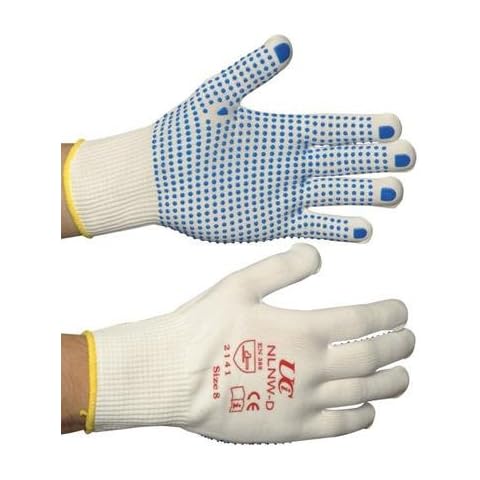 UCI White Polka Dotted Work Gloves - Medium Cover