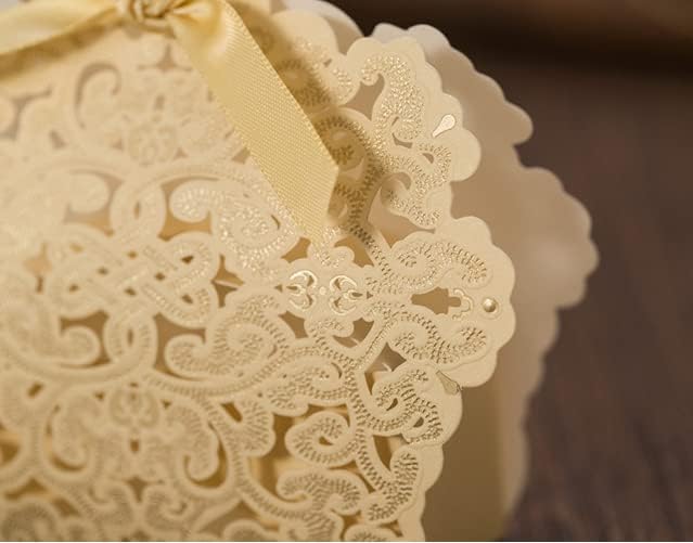 Lucky Star 50x Champagne Gold Laser Cut Wedding Favor Boxes Candy Birthday Party Baby Shower Chocolate Gift - Image 2