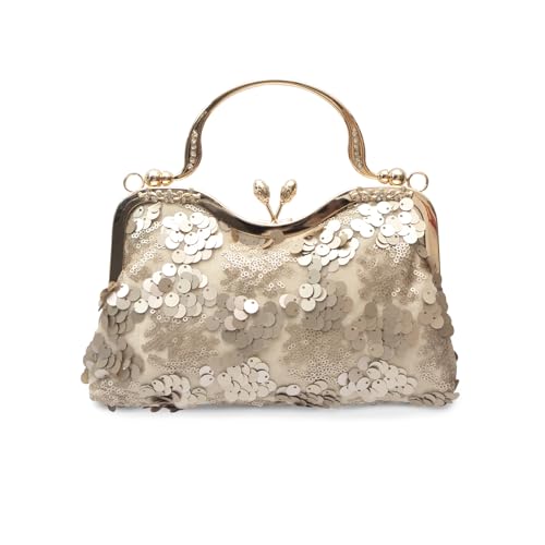 Image of CORIOS Vintage 1920s Evening Bag for Women Velvet Clutch Bag Sparkly Sequin Handbag Bridal Wedding Purse