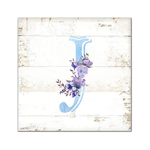 Lettres de l'alphabet en bois J cadeau déco murale bleu violet 30cm