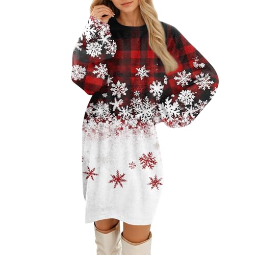 FUPODD Weihnachtskleid Damen Lustig Weihnachtspullover Kleid Weihnachten Wollkleid Weihnachtskleider Winter Weihnachtskleidung Christmas Dress Women...