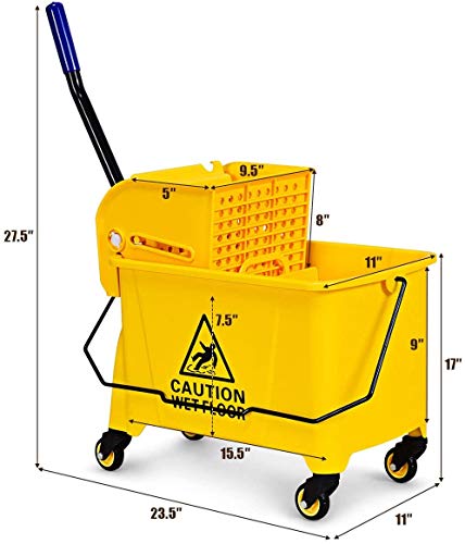 Image of Nightcore Commercial Mop Bucket and Side Press Cleaning Wringer Portable Trolley On Wheels,All-in-one Tandem Floor Cleaning,Wavebrake. Ideal for Household,Commercial (21 Quart)