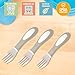 ECR4Kids My First Meal Pal Stainless Steel Forks, Toddler Silverware, White, Light Grey, 3-Pack