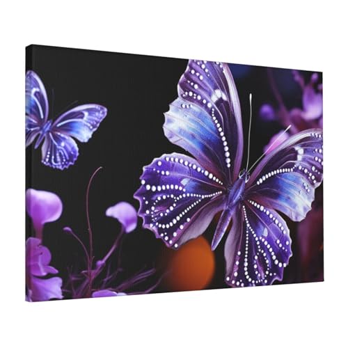 Tableau papillon violet impression sur toile decoration maison