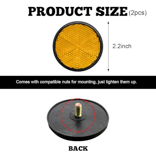 Image of povtii 2 PCS Motorcycle Warning Reflectors, M6x1.0 Waterproof Plastic Reflective Warning Reflector, Motorcycle Rear Safety Reflector with Screw, Universal Motorcycle Accessories (Round, Orange)