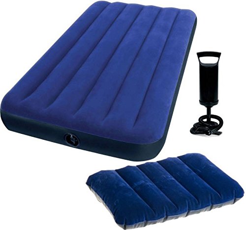 IntexIntex Gold Dust Pump with Air Lock Pillow & Single Inflatable Bed (Blue)
