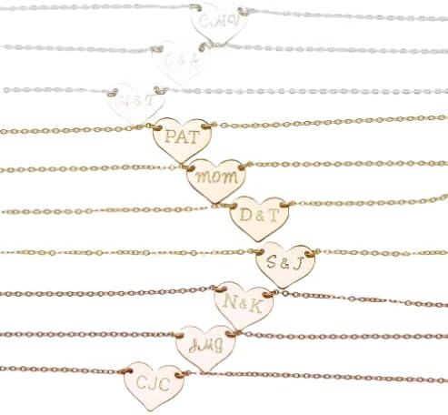Initial Necklace, Gold Heart Pendant Necklace, Personalized Mothers Necklace, Rose Gold Charm Necklace, Minimalist Couples Jewelry