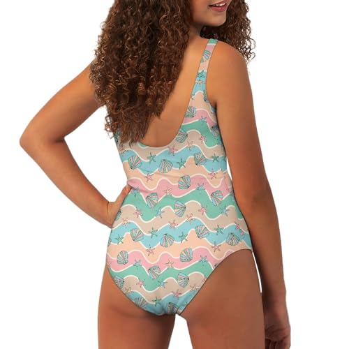 Image of Girls One Piece Swimsuits Kids Bathing Suit Swimwear Vibrant and Whimsical Summer Patterns for 7-18 Years Old