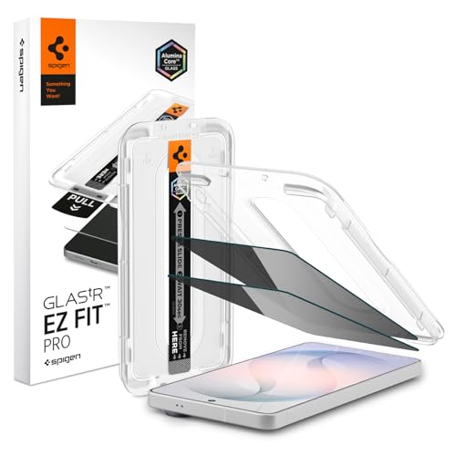 Spigen AluminaCore Tempered Glass Screen Protector [Glas.tR EZ Fit - Privacy] designed for Galaxy S26 [2 Pack] 10H+ Hardness Aluminum-Enhanced Durability