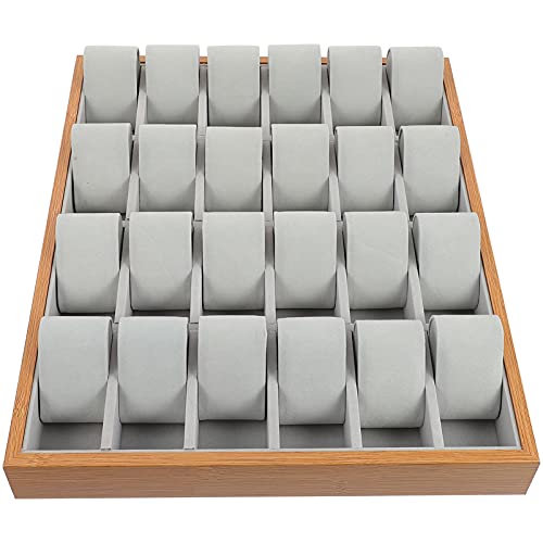 POPETPOP Caja de Reloj de 24 Ranuras de Madera Beige Caja de Almacenamiento Caja de Almacenamiento Organizador para Exhibidor de Relojes de Joyería para Hombres Y Mujeres Cover