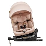 Jovikids 360° Drehbar Kindersitz mit ISOFIX, i-Size 40-150cm(ab Geburt -12 Jahre) Baby Autositz Reboarder mit Liegefunktion & Abnehmbar Vordach, ECE R129 (Pink)