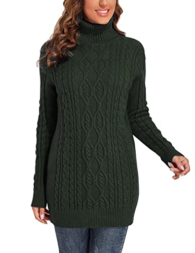 Prettyguide Women's Long Sweater Turtleneck Pullover Tunic Sweater Tops Xl Green #TOP1