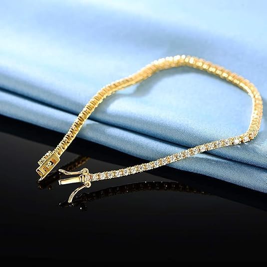 Gemsme 2.0MM Tennis Bracelet for Women and Men,18K White/Yellow Gold Plated Round 2mm Cubic Zirconia Classic Tennis Bracelet - Image 9