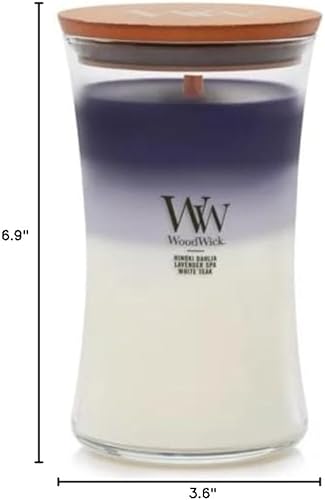 Vista 105 de WoodWick Warm Woods Vela mediana en frasco, con forma de reloj de arena, cera de mezcla de soja prémium, mecha de madera Pluswick Innovation