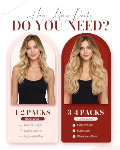 Image of Moresoo Tape in Hair Extensions Real Human Hair Brown Blonde 22in 20Pcs 50g | Tape extensions human hair, brunette base with dark blonde highlights, Remy texture, claw clips and wedding styling
