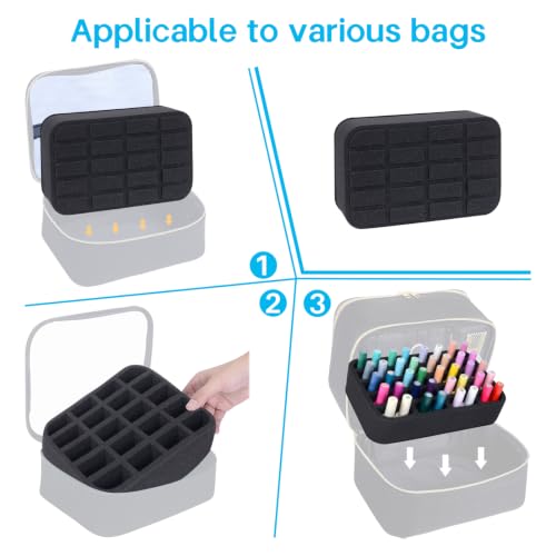 Image of Nail Polish Organizer Holder Foam Pad DIY with 20 Slots for Storage Nail Polish or Essential Oil Tray for Drawers Black