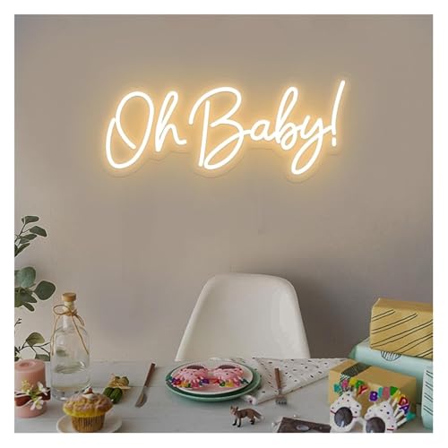 Néon Oh Baby beige pour décoration murale de fête de baby shower