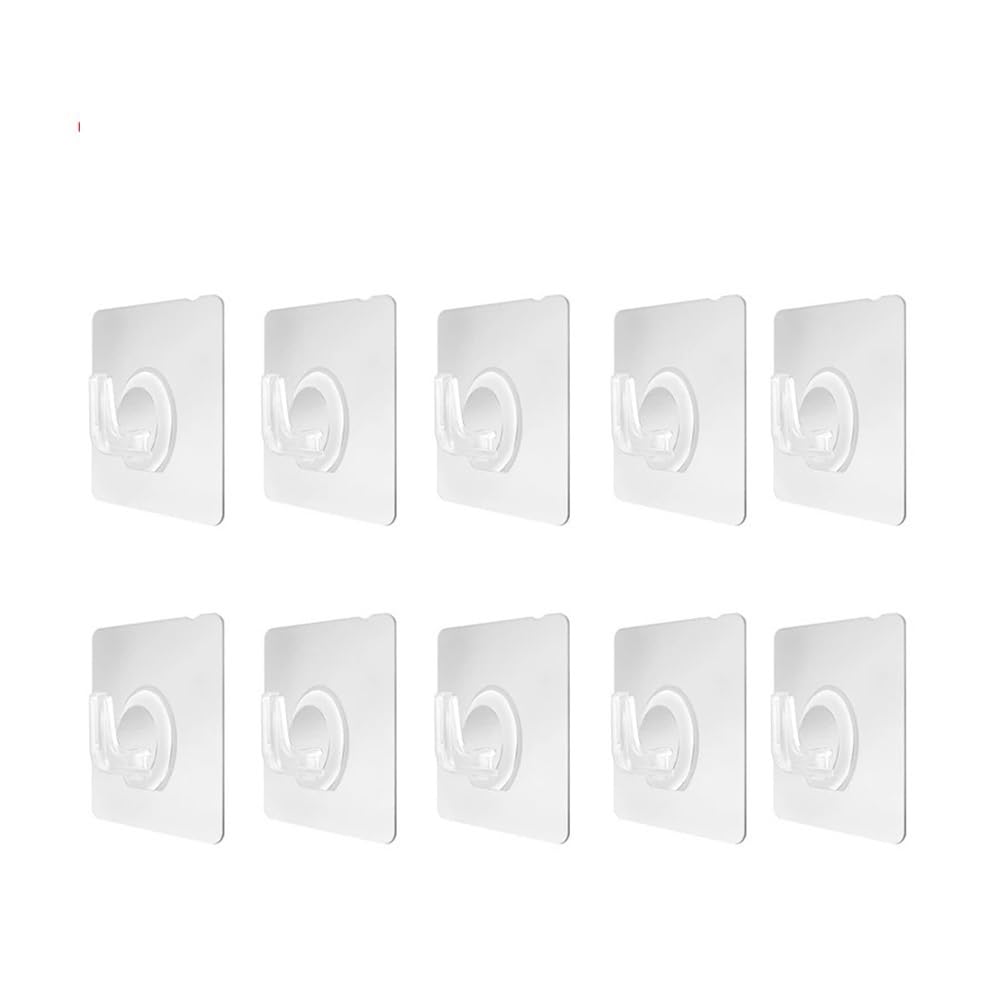 Gentryroo 6X6cm 10Pcs Clear Square Adhesive Ring Hook Punch Free Traceless Plastic Hook