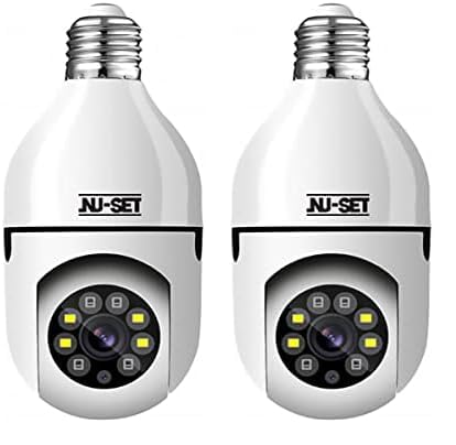 NUSET Smart WiFi Camera, E27 Bulb Security Camera with Pan -Tilt Panoramc View, 2MP, 4 Packs, White
