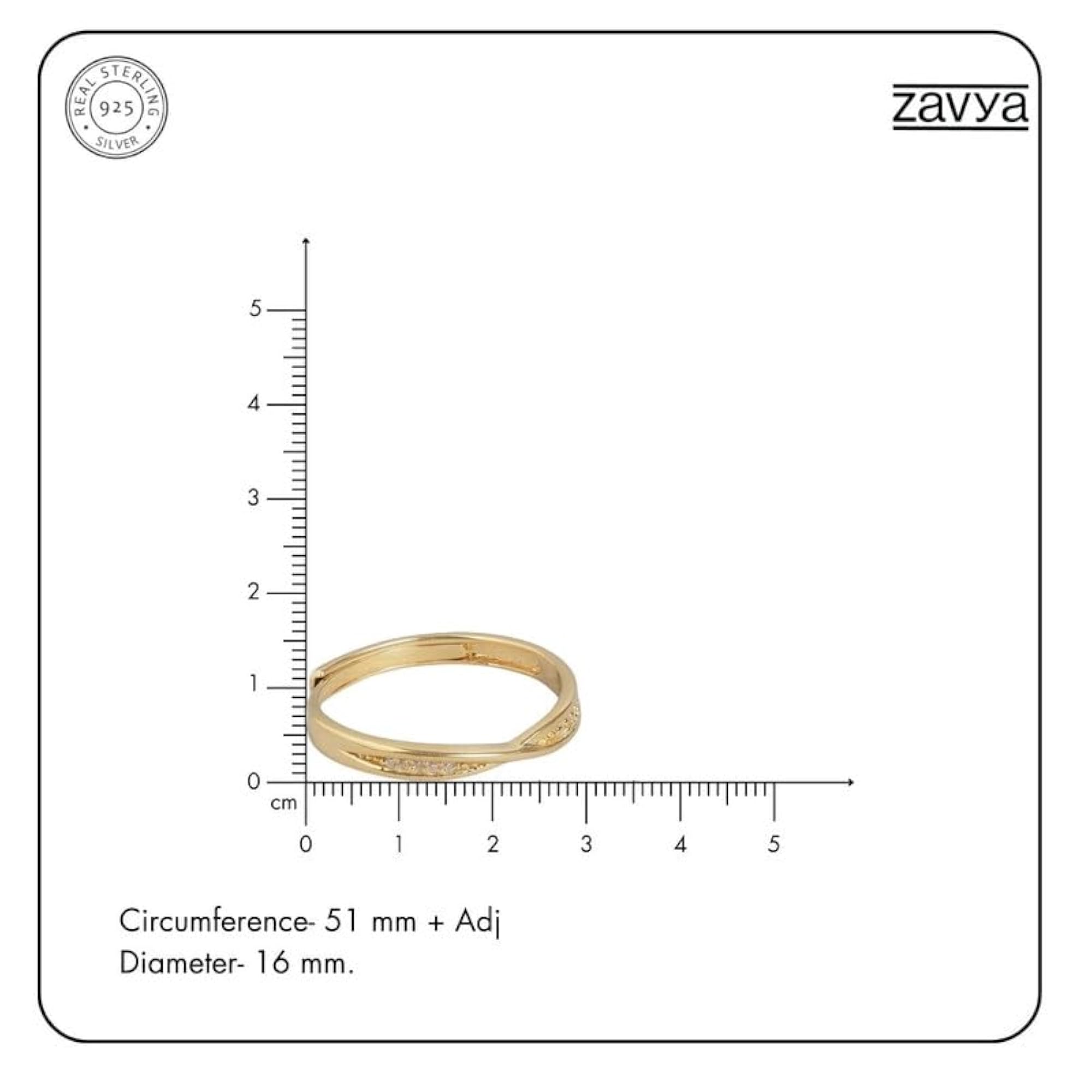 925 Silver Cubic Zirconia Adjustable Ring