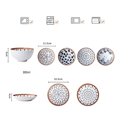 Image of Porcelain Bowls and Plates Dinnerware Set, Japanese Style Set of Bowls and Plate with Gift Box, Assorted Dinner Serving Set for Cereal, Soup, Pasta, Oatmeal, Salad, Rice (8 Bowl + 4 Plate)