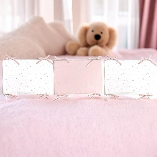 Pirinins Chichonera Protectora para Cuna Bebe de 120 x 60 cm, Reversible con relleno, 100% Algodon Organico,Hipoalergenica, Suave,Sueño seguro para bebé y niños (Estrella Rosa)