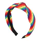Luxshiny 女性用結び目付きカチューシャ 布製レインボーパターン ファッションヘアアクセサリー 柔らかい素材長使用可能 トレンドのヘアアイテム 通勤やカジュアルシーンに