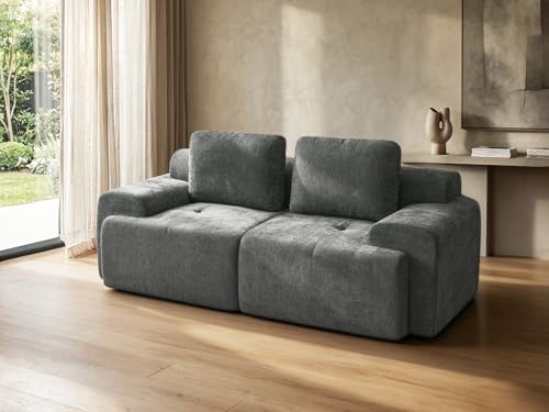 Image of 85 inch Oversized Boneless Couch, Comfort Cloud Sectional Couches for Living Room, Modular Sofa High Back & Extra Deep Seat, No Assembly, Soft Chenille Fabric (Dark Grey, 85 inch- Shaped（2+0）)