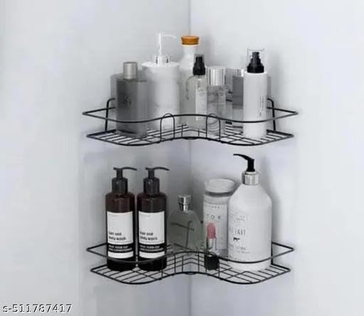 (Pack of 2) Multipurpose Self-Adhesive Kitchen Bathroom Corner Rack and Stands Mounted with Strong Magic Sticker Durable Hook Home Essentials/LCORNER/Bathroom Corner 2PIS 2