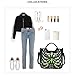 Women Fashion Rivet Handbag Purse Canvas Punk Tote with Shoulder Strap Crossbody Bag Large Capacity Black (Green)