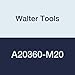 Walter Tools A20360-M20 Prototex HSS Machine Tap, Uncoated, 0.652" Shank Diameter, 2.5 mm Thread Length, 1.181" Cutting Length, 4-15/32" Overall Length, M20 Cutting Diameter
