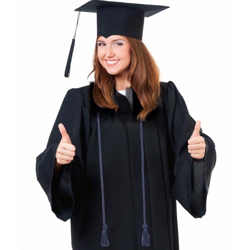 Image of Graduation Honor Cord 68 inch Grad Braided Honor Cords with Tassel Honor Rope Grad Cords for Graduation Students Bachelor Master Doctoral Gown Grad Decor (Navy Blue)