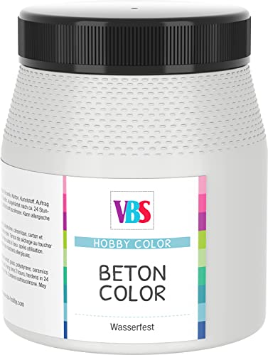 VBS Beton Color 250ml Steinfarbe deckend lichtecht wasserfest wasserverdünnbar auf Wasserbasis ganzjährig für kreative Projekte und DIY-Ideen Hellgrau
