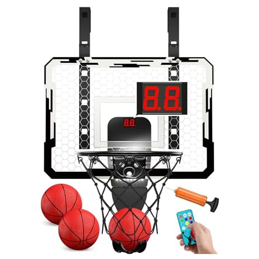 QDRAGON Indoor Basketball Hoop for Kids, Over The Door Mini Basketball Hoops with 7 LED Lighting, Basketball Toys Gifts for 5 6 7 8 9 10 11 12 Year Old Boys Girls Teens, White