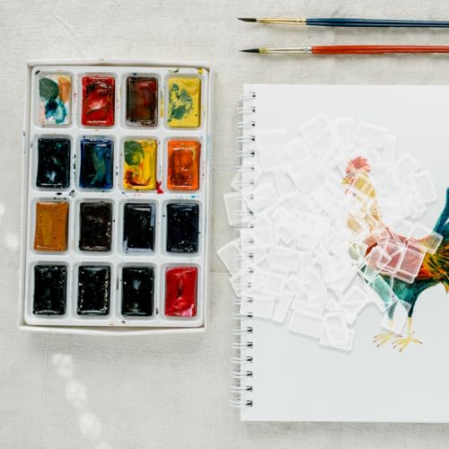 Caja de acuarela portátil WRITWAA con 100 recipientes de plástico para mezclar pintura de arte 6