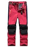 Echinodon Pantalones de softshell para niños, con forro polar, impermeables, resistentes al viento, transpirables, cálidos, para esquí, lluvia, para niños, niñas, pantalones de deporte, pantalones de