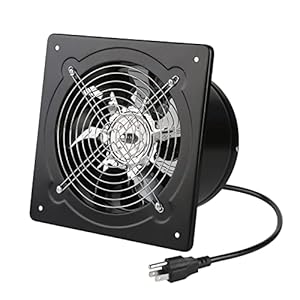 Nalle 8 inch Exhaust Fan 80W 500CFM Through-wall installation Ventilation Fan 110V Exhaust Smoke Fan Ventilation with Power Cord for Kitchen,Bathroom,laundry room,Toilets,Garage (Black
