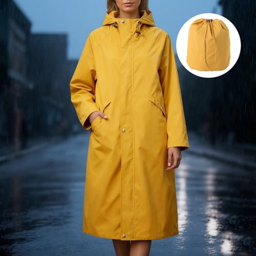 Chubasqueros para mujer impermeables con capucha y diseño técnico 3