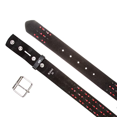 Snap On 1 1/2"-38Mm Checkerboard Punk Rock Studded Belt, Red/Black | L 36"-38" #TOP3