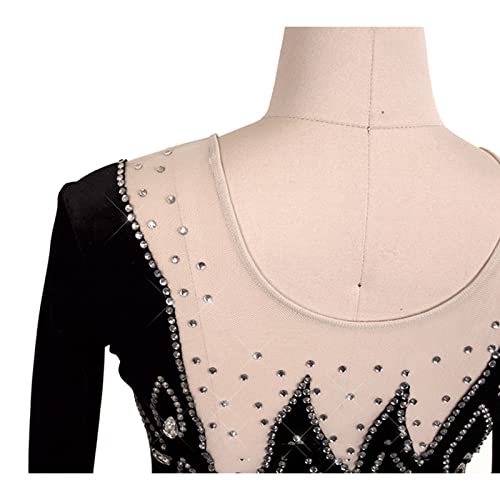 Vestidos De Patinação Artística, Competição Profissional Brilhante Strass Ginástica Collant Conjunto