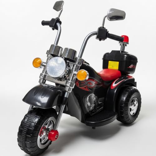 Mini Moto Motocicleta Elétrica Preta Infantil 6V com Som Luz Retrovisor