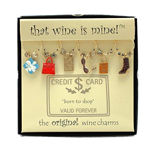 Wine Things Born to Shop, Painted Wine Charms, Fits neatly around stem, Multicolor
